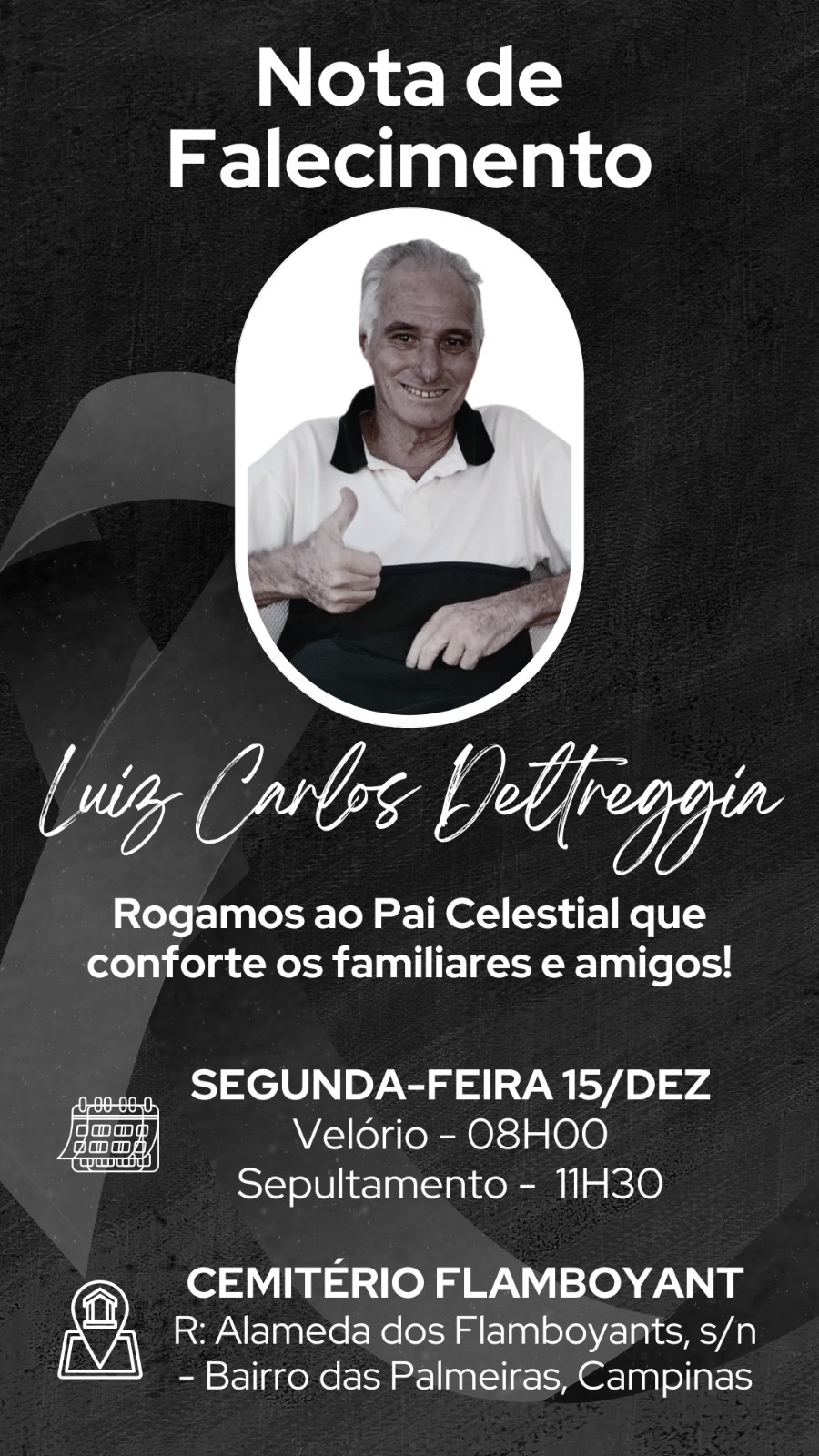 Nota de pesar: Luiz Carlos Deltreggia 1